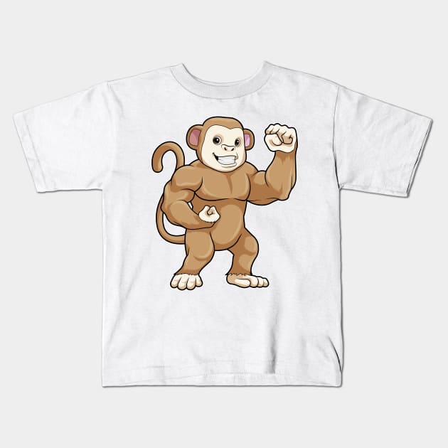 Monkey as Bodybuilder at Bodybuilding Kids T-Shirt by Markus Schnabel